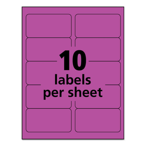 High-visibility Permanent Laser Id Labels, 2 X 4, Neon Magenta, 1000/box.