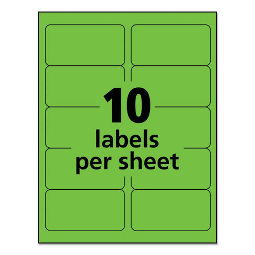 High-visibility Permanent Laser Id Labels, 2 X 4, Neon Green, 1000/box.