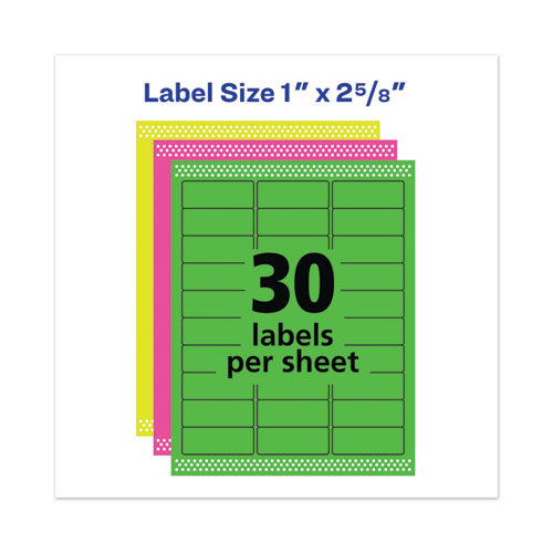 High-visibility Permanent Laser Id Labels, 1 X 2.63, Asst. Neon, 450/pack.