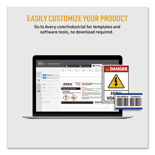 Ultraduty Ghs Chemical Waterproof And Uv Resistant Labels, 2 X 2, White, 12/sheet, 50 Sheets/box.