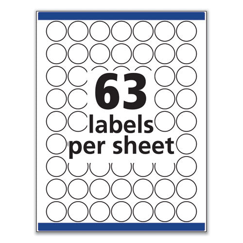 Removable Multi-use Labels, Inkjet/laser Printers, 1" Dia, White, 63/sheet, 15 Sheets/pack.