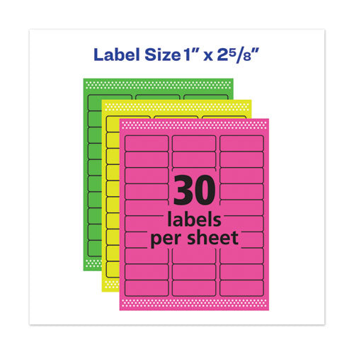 High-vis Removable Laser/inkjet Id Labels W/ Sure Feed, 1 X 2.63, Neon, 360/pk.