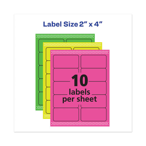 High-vis Removable Laser/inkjet Id Labels, 2 X 4, Asst. Neon, 120/pack.