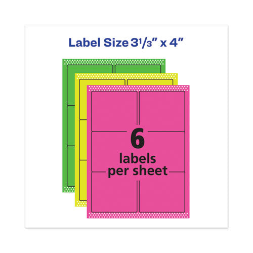 High-vis Removable Laser/inkjet Id Labels W/ Sure Feed, 3.33 X 4, Neon, 72/pk.