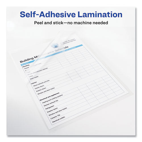 Clear Self-adhesive Laminating Sheets, 3 Mil, 9" X 12", Matte Clear, 50/box.