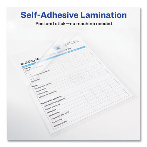 Clear Self-adhesive Laminating Sheets, 3 Mil, 9" X 12", Matte Clear, 10/pack.