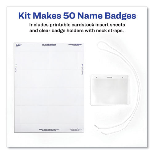 Necklace-style Badge Holder W/laser/inkjet Insert, Top Load, 4 X 3, We, 100/box.