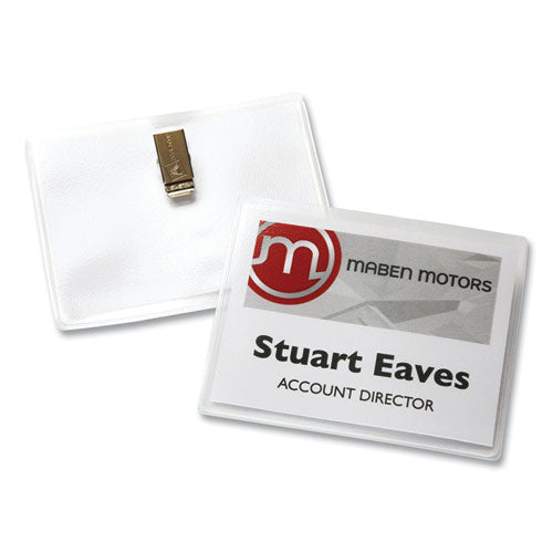 Clip-style Name Badge Holder With Laser/inkjet Insert, Top Load, 4 X 3, White, 100/box.