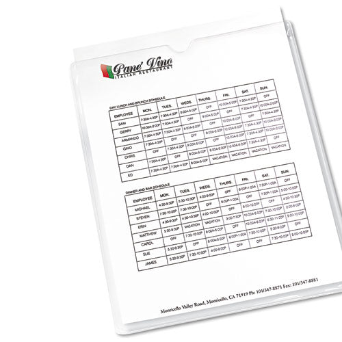 Top-load Clear Vinyl Envelopes W/thumb Notch, 9” X 12”, Clear, 10/pack.