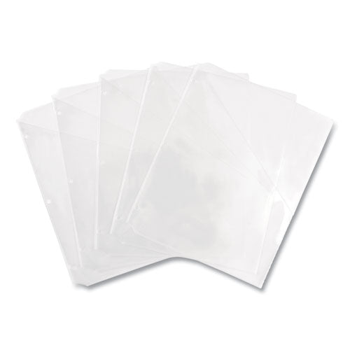 Binder Pockets, 3-hole Punched, 9.25 X 11, Clear, 5/pack.