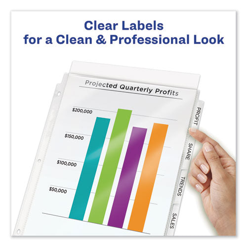 Print And Apply Index Maker Clear Label Sheet Protector Dividers With White Tabs, 5-tab, 11 X 8.5, White, 1 Set.