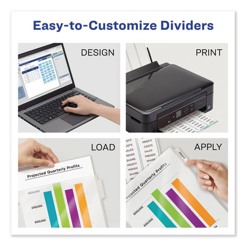 Print And Apply Index Maker Clear Label Sheet Protector Dividers With White Tabs, 5-tab, 11 X 8.5, White, 1 Set.