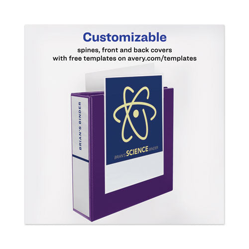 Heavy-duty View Binder With Durahinge And One Touch Ezd Rings, 3 Rings, 1.5" Capacity, 11 X 8.5, Purple.