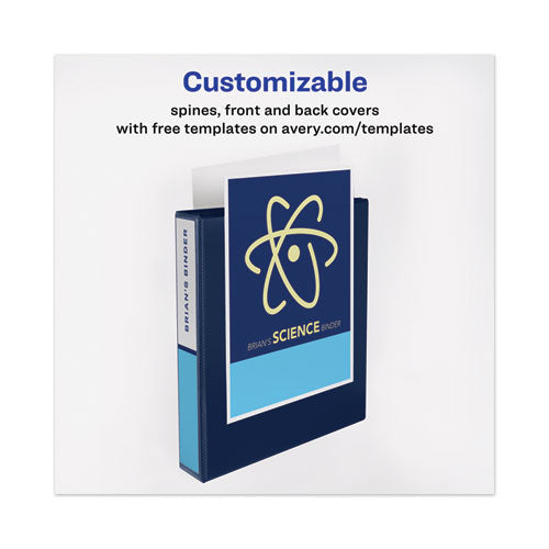 Heavy-duty View Binder With Durahinge And One Touch Ezd Rings, 3 Rings, .2" Capacity, 11 X 8.5, Navy Blue