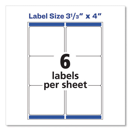 Shipping Labels W/ Trueblock Technology, Inkjet Printers, 3.33 X 4, White, 6/sheet, 25 Sheets/pack.