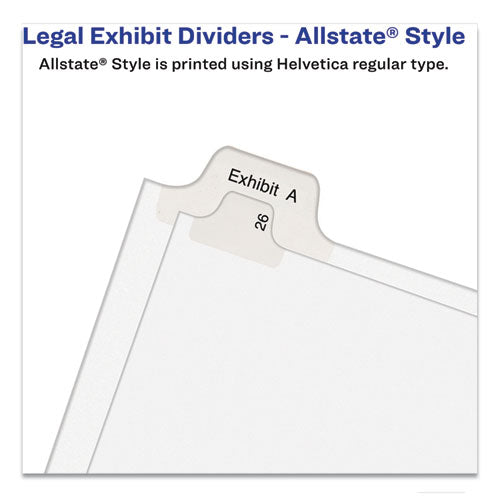 Preprinted Legal Exhibit Side Tab Index Dividers, Allstate Style, 10-tab, 1, 11 X 8.5, White, 25/pack.