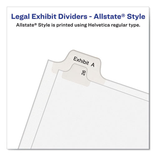 Preprinted Legal Exhibit Side Tab Index Dividers, Allstate Style, 10-tab, 4, 11 X 8.5, White, 25/pack.