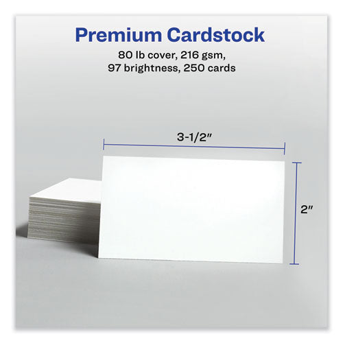 Printable Microperforated Business Cards W/sure Feed Technology, Inkjet, 2 X 3.5, White,  250 Cards, 10/sheet, 25 Sheets/pack.