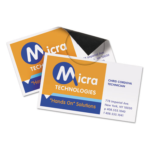 Magnetic Business Cards, Inkjet, 2 X 3.5, White, 30 Cards, 10 Cards/sheet, 3 Sheets/pack.