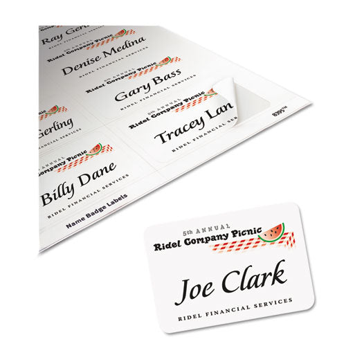 Flexible Adhesive Name Badge Labels, 3.38 X 2.33, White, 160/pack.