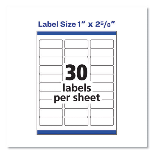 Easy Peel White Address Labels W/ Sure Feed Technology, Inkjet Printers, 1 X 2.63, White, 30/sheet, 100. Sheets/box