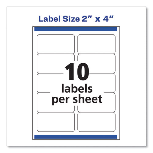 Shipping Labels W/ Trueblock Technology, Inkjet Printers, 2 X 4, White, 10/sheet, 100 Sheets/box.