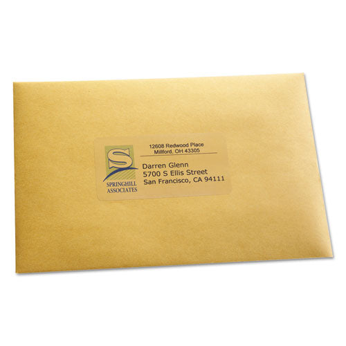 Matte Clear Easy Peel Mailing Labels W/ Sure Feed Technology, Inkjet Printers, 2 X 4, Clear, 10/sheet, 25 Sheets/pack.