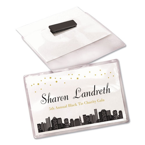 Magnetic Style Name Badge Kit, Horizontal, 4 X 3, White, 24/pack.