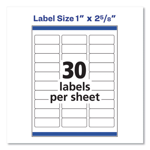 Easy Peel White Address Labels W/ Sure Feed Technology, Laser Printers, 1 X 2.63, White, 30/sheet, 500 Sheets/box.