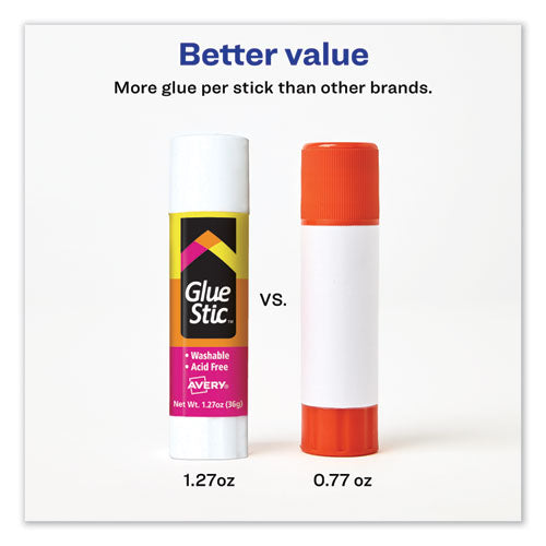 Permanent Glue Stic Value Pack, 1.27 Oz, Applies White, Dries Clear, 6/pack.