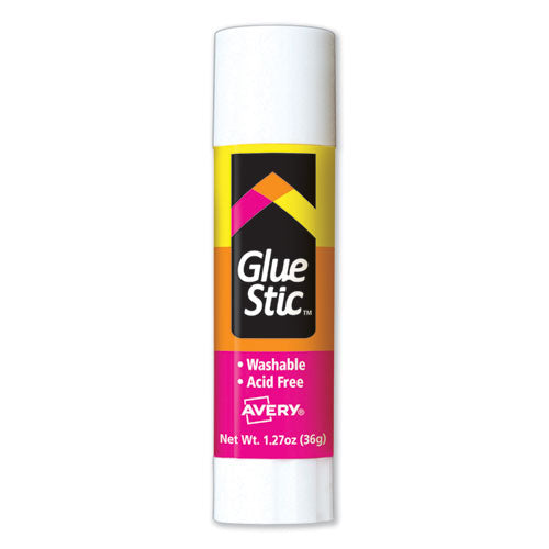 Permanent Glue Stic Value Pack, 1.27 Oz, Applies White, Dries Clear, 6/pack.