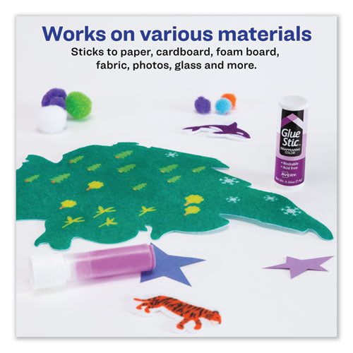 Permanent Glue Stic Value Pack, 0.26 Oz, Applies Purple, Dries Clear, 18/pack.