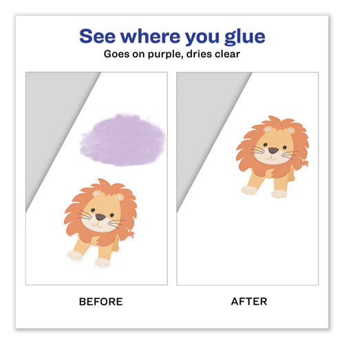 Permanent Glue Stic Value Pack, 0.26 Oz, Applies Purple, Dries Clear, 18/pack.