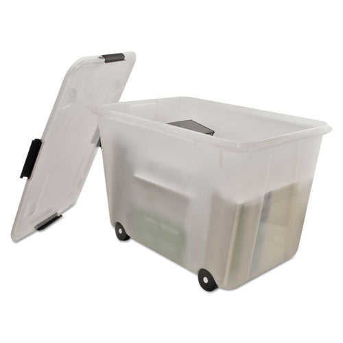 Rolling 15-gal. Storage Box, Letter/legal Files, 23.75" X 15.75" X 15.75", Clear.