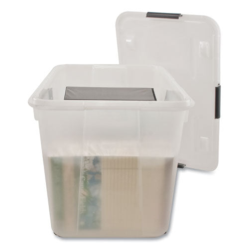 Rolling 15-gal. Storage Box, Letter/legal Files, 23.75" X 15.75" X 15.75", Clear.