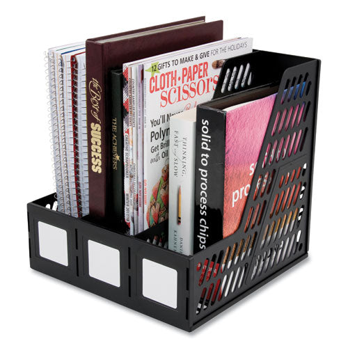 Literature File, Three Slots, 10 X 10 X 10.25, Black.