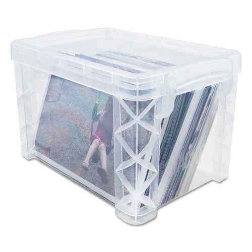 Super Stacker Storage Boxes, Holds 400 3 X 5 Cards, 6.25 X 3.88 X 3.5, Plastic, Clear.