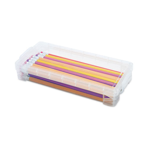 Super Stacker Pencil Box, Plastic, 8.25 X 3.75 X 1.5, Clear.