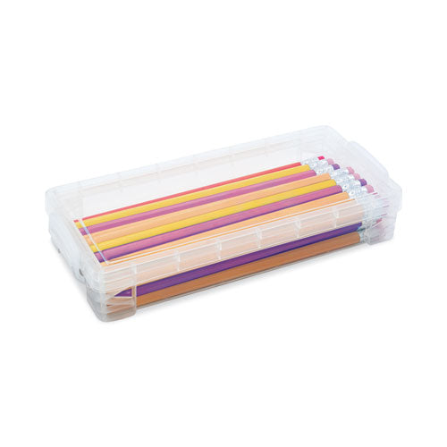 Super Stacker Pencil Box, Plastic, 8.25 X 3.75 X 1.5, Clear.