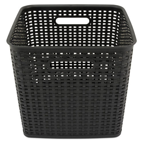 Plastic Weave Bin, Extra Large, 12.5" X 12.5" X 11.13", Black, 2/pack.