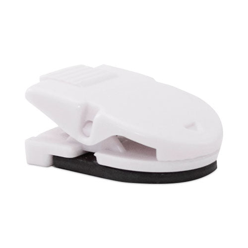 Magnetic/adhesive Clips, 0.25" Jaw Capacity, White, 20/box.