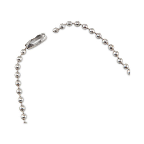 Id Badge Holder Chain, Metal Ball Chain Fastener, 36" Long, Nickel Plated, 100/box.