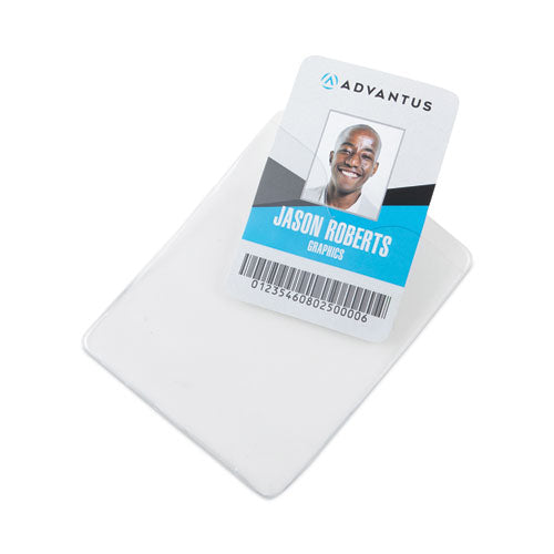 Id Badge Holders With Clip, Vertical, Clear 3.38" X 4.25" Holder, 3.13" X 3.75" Insert, 50/pack.