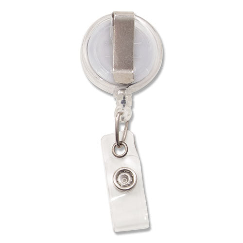 Translucent Retractable Id Card Reel, 30" Extension, Clear, 12/pack.