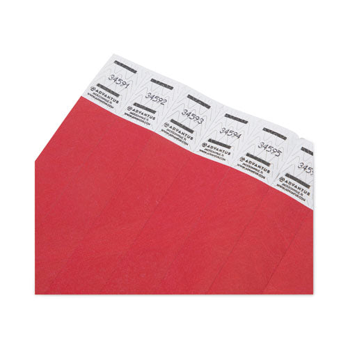 Crowd Management Wristbands, Sequentially Numbered, 9.75" X 0.75", Red, 500/pack.