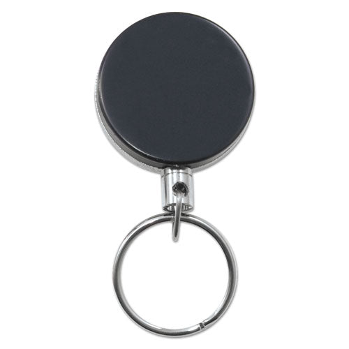 Heavy-duty Retractable Id Card Reel, 18.5" Extension, Black/chrome, 6/pack.