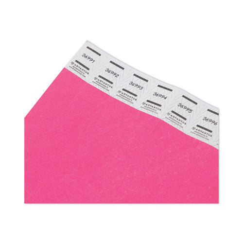 Crowd Management Wristbands, Sequentially Numbered, 9.75" X 0.75", Neon Pink, 500/pack.