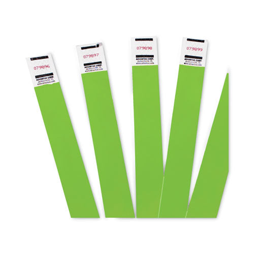 Crowd Management Wristbands, Sequentially Numbered, 9.75" X 0.75", Neon Green, 500/pack.