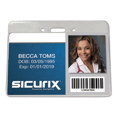 Sicurix Proximity Badge Holder, Horizontal, 4w X 3h, Clear, 50/pack.