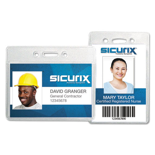 Sicurix Proximity Badge Holder, Vertical, 2 1/2w X 4 1/2h, Clear, 50/pack.